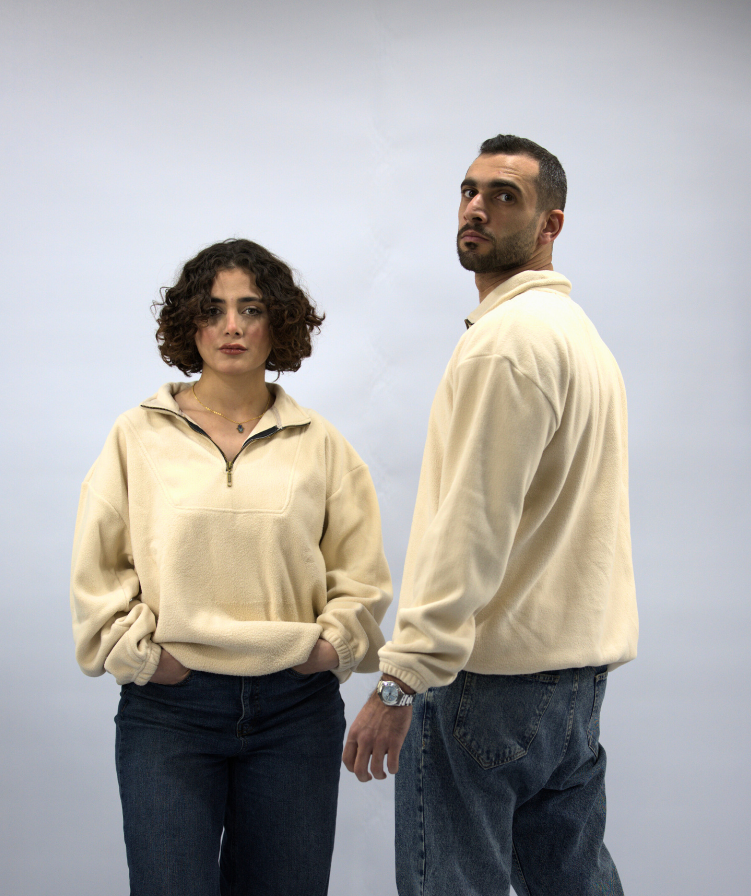 Beige Quarter Zipper