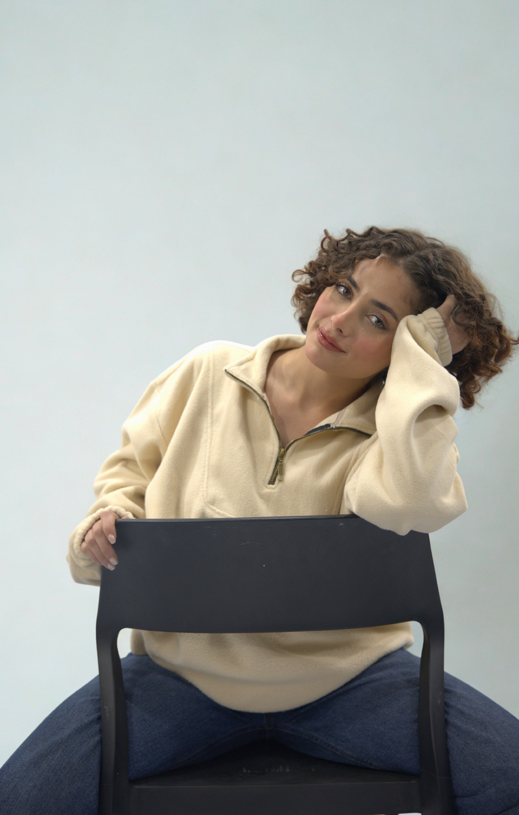 Beige Quarter Zipper