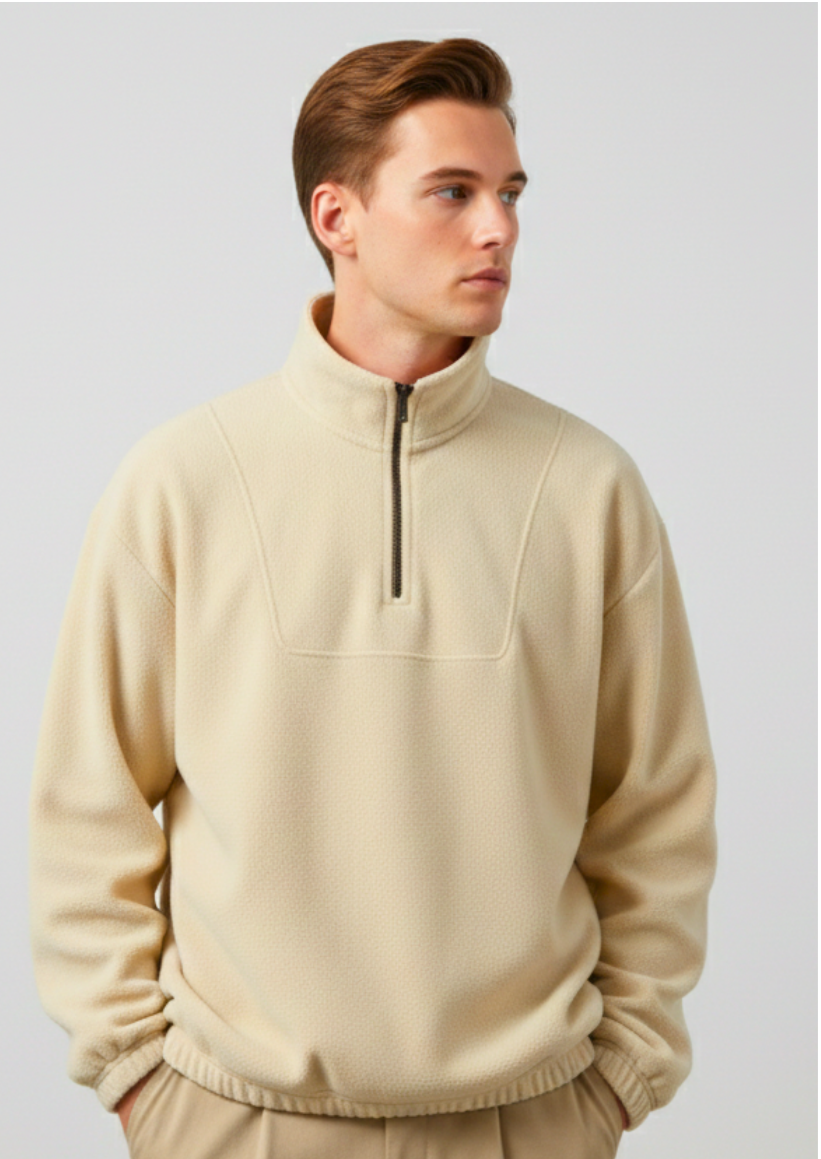 Beige Quarter Zipper