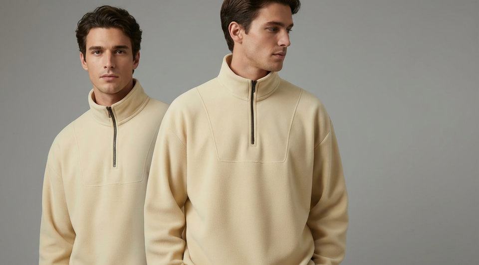 Beige Quarter Zipper