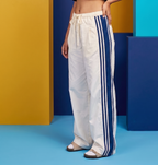 Navy Blue Gabardien Strip Pants